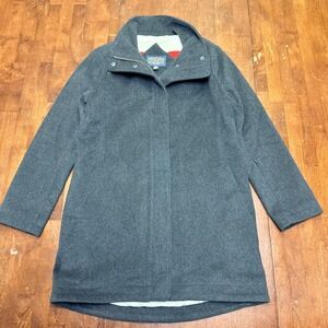 Pendleton Wool Campbell Car Coat‎ Women Small Grey Glacier Park Stripe Lining